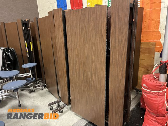 Lot 30-2077 - Cafeteria Style Tables with seats 12' (Foldable on casters)