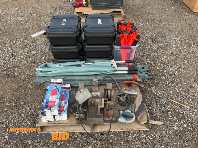 Lot 30-2359 - Lot of (2) Ferno-Washington Fold Up Stretchers, Orange Safety Triangles, (6) Empty FLIR Cases, (3) K...