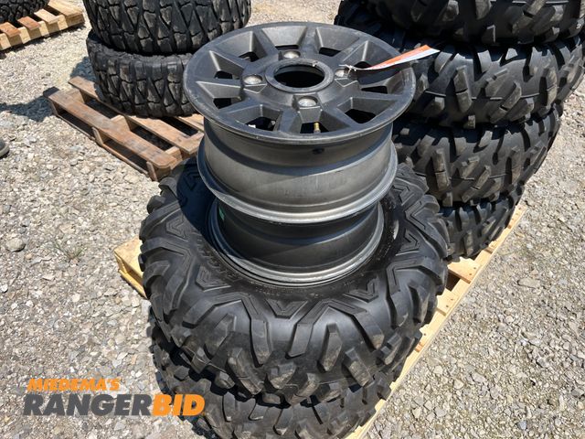 Lot 30-4707 - 4 total items, (2) Bighorn ATV tires with rims and (2) Rims that match (without rubber)