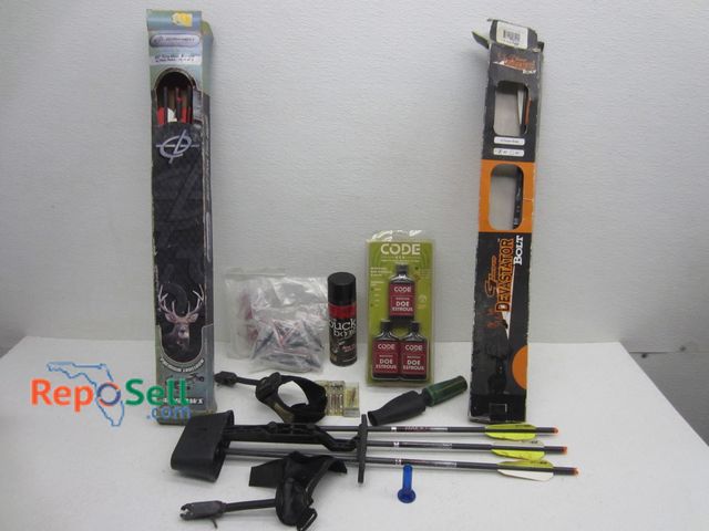 Lot 31-6359 - Bow Hunting Acces: Arrows, Scent, Tips, Duck Call etc