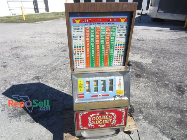 Lot 31-2118 - Vintage Bally Golden Nugget Slot Machine From Vegas - Power On, Pull Arm Needs Repair