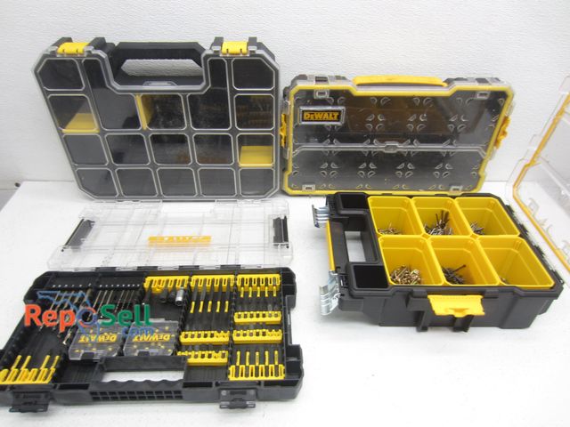 Lot 31-1467 - (4) Parts Bins, Dewalt Drill Bits Indexes, etc.