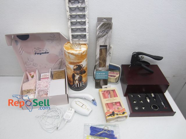 Lot 31-1090 - Beauty/Household Lot: Fayodo Gift Box, 18"L Hair Extension, Wine Opener Kit, etc.