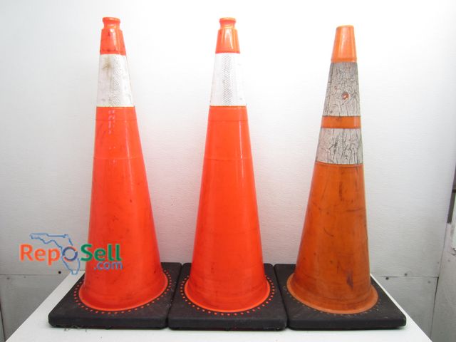 Lot 31-7470 - (3) Orange Construction Cones, Base 14x14", 3'T