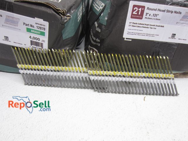 Lot 31-4062 - (2) Boxes Framing Nails - 3" Round Head Strip Nails 20 Degree