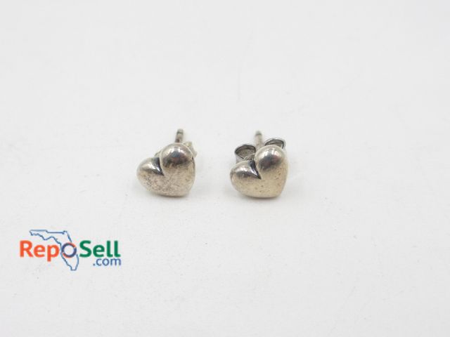 Lot 31-8006 - Pandora .925 Silver Heart Earrings with Box (tiny) - 1.0g total