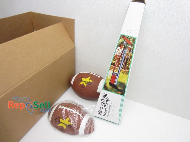 Lot 31-1156 - 17 Champion sports footballs, RFP, and hand pump