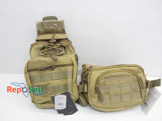 Lot 31-2279 - East West Tan Tactical Fanny Pack &amp; Sling Bag - Both New w/Tags
