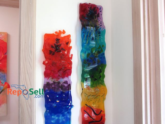 Lot 31-1093 - (2) Signed Glass Blown Ribbon Lisa Mote - Lisa's Glass Studio - GA, Both 40x5"