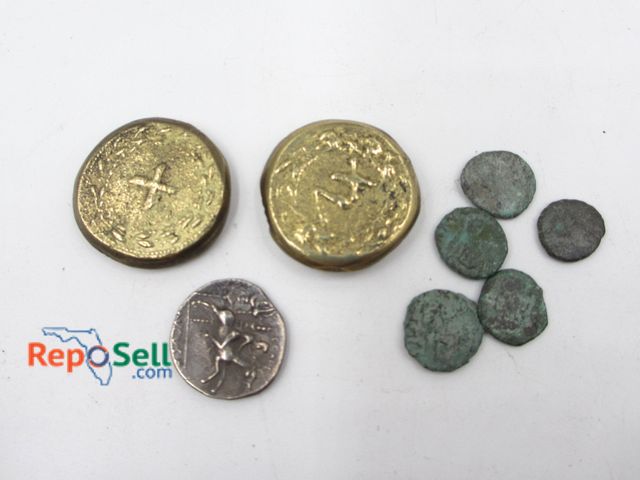 Lot 31-3019 - Silver Greek Tetradrachm, (2) Large Roman Bronze, (5) Roman Widow Mite