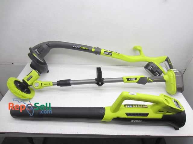 Lot 31-9377 - Ryobi P4500 Scrubber, P2109 blower, P2003 string trimmer, all power on