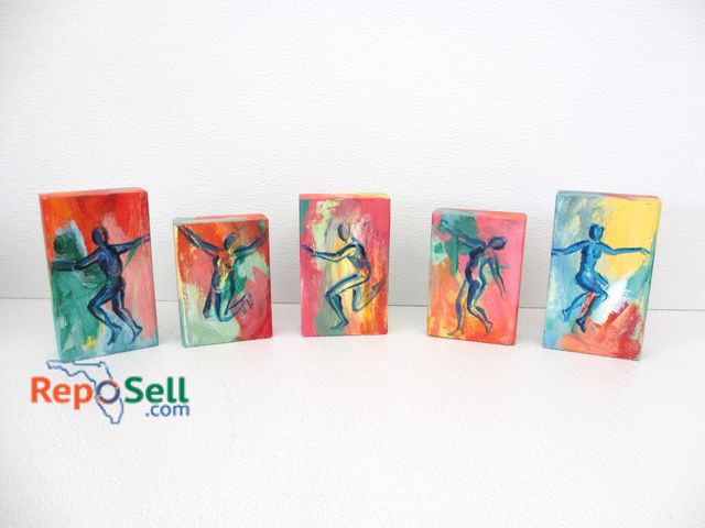 Lot 31-1457 - Art Blocks "Dancers" By Riki Nelson 2001, Tallest Is 6"