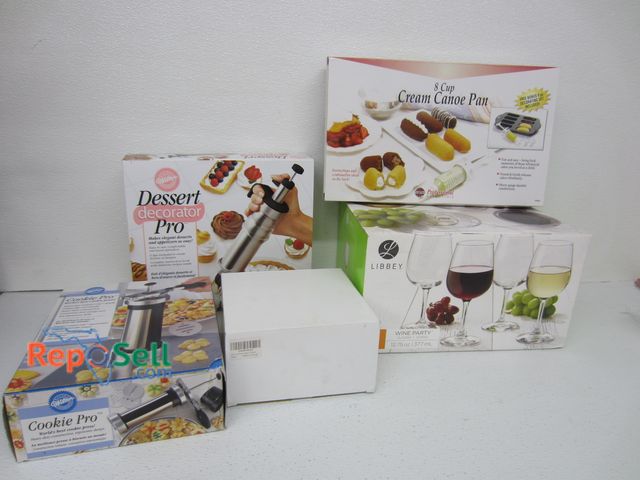 Lot 31-1237 - Estate Lot: (12) Wine Glass Set, cake decorating set, etc.
