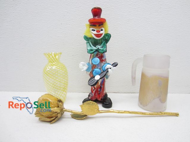 Lot 31-1145 - Estate lot: Hand Blown Glass Clown, Wine Pitcher, etc