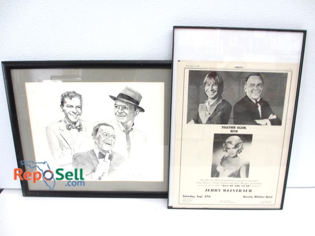 Lot 31-1088 - (2) Sinatra, John Denver and Jane Morgan Framed Art Prints; (1) Signed by Artist; Both 15" x 18"