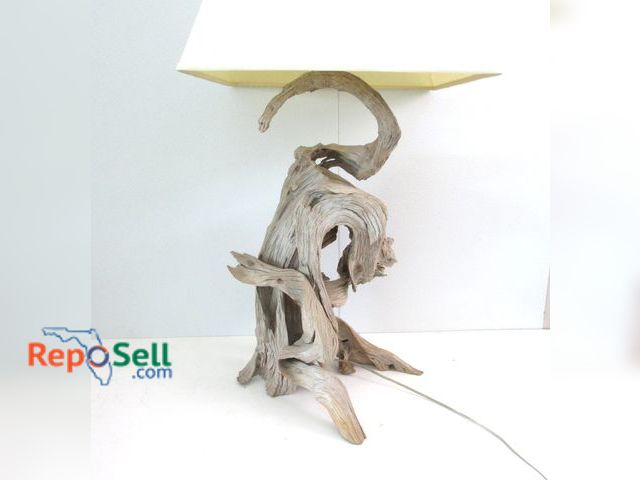 Lot 31-1168 - Driftwood Lamp With Shade, Driftwood 24" H, Lamp 40" H