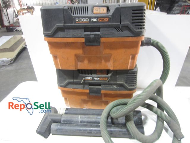 Lot 31-8110 - (2) Pro Pack Ridgid Vacuums - Both Power On