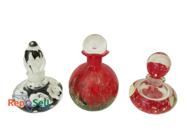 Lot 31-3001 - (3) Blown Glass Perfume Bottles - 1 Stamped Joe St Clair