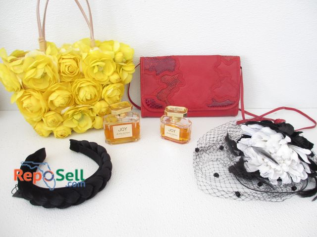 Lot 31-2180 - (2) Purses - Stegio &amp; Rhubarb, (2) Joy Perfume (partial), Hat, etc.