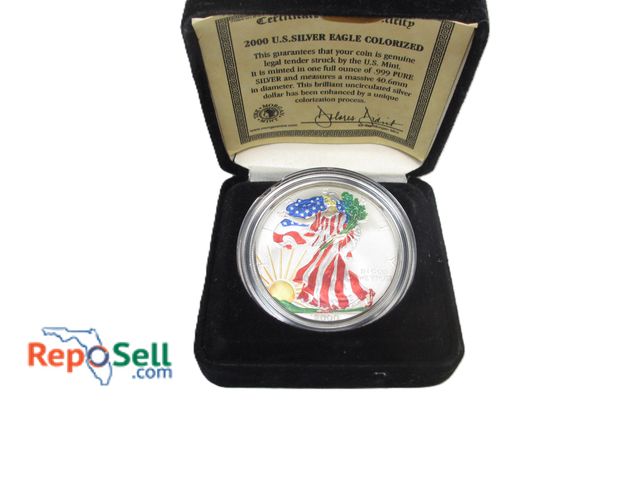 Lot 31-6005 - 2000 US Silver Eagle Colorized 1 oz. Coin with COA, Box