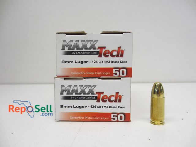 Lot 31-9186 - (100) Rnds Maxx 9mm Luger 124gr Ammo