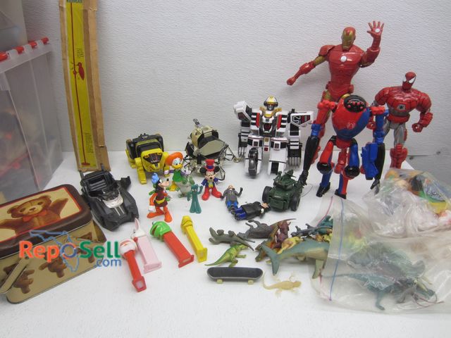 Lot 31-9058 - (2) Totes Collectable Toys, Some Need Repair: Spider-Man, Pez Dispensers, Mickey Mouse etc