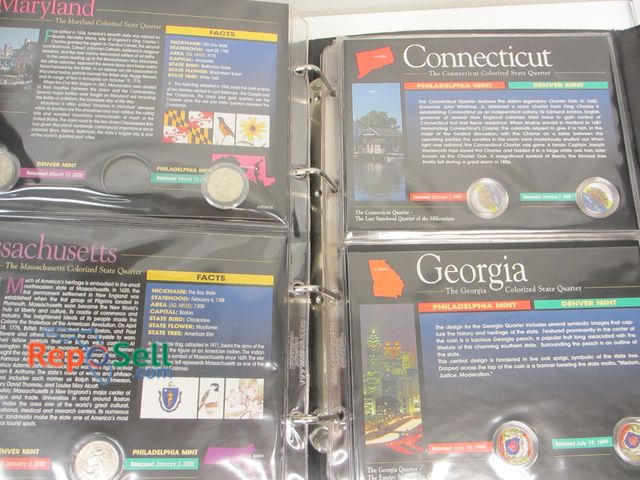 Lot 31-2014 - (10) Colorized State Quarters in Booklet - MD, MA, CT, GA, DE