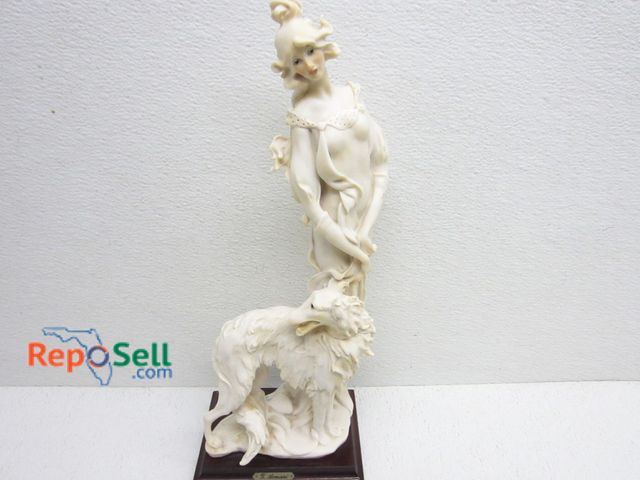 Lot 31-6376 - Statue by Armani - Florence Lady with Borzoi Dog 14.5"H - No COA - Please Inspect
