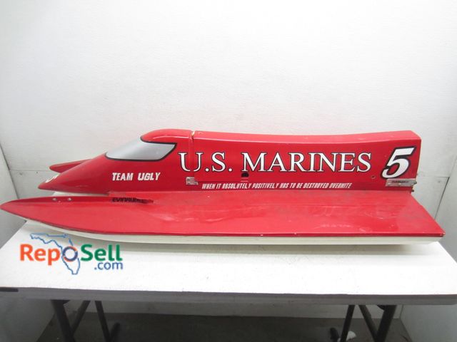 Lot 31-6175 - US Marines Evinrude fiberglass speedboat display 48"x20.5"x10.5"