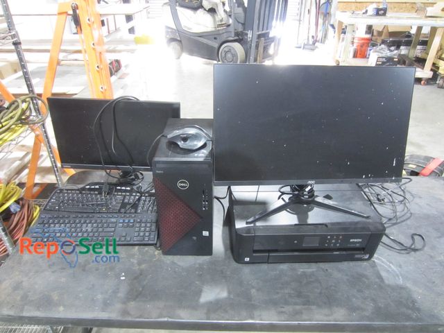 Lot 31-8121 - Computer Lot All Power On: (2) Monitors, Dell Vostro Tower, Epson Printer XP 15000, (2) Keyboards
