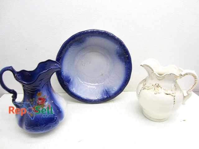Lot 31-6192 - (3) Vintage Ceramics: Royalstone Pitcher And Hand Wash Basin - Bring Tote