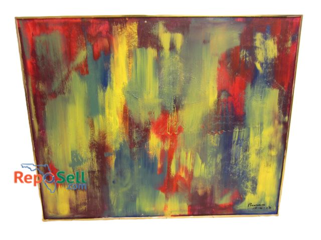 Lot 31-1142 - Large Abstract Art Signed Picosmo  60" x 48"