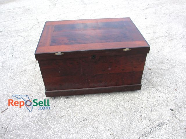 Lot 31-1106 - Vintage Wood Chest With Brass Handles 32.5"x19"x23"