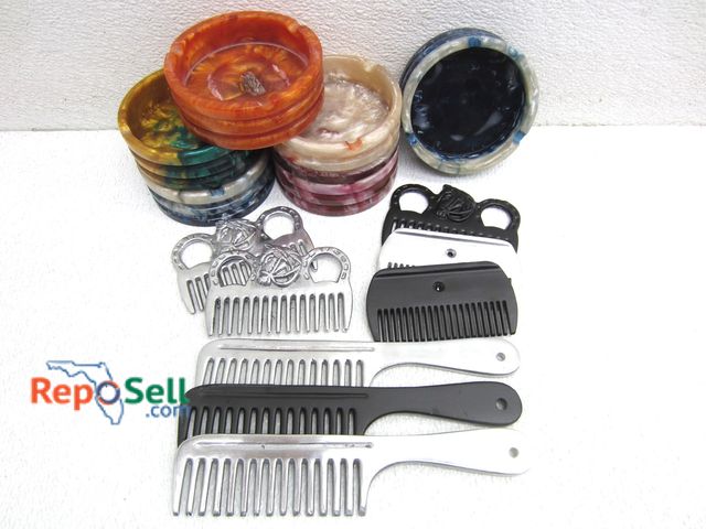 Lot 31-1050 - (6) New Plastic Abstract Ash Trays, (8) Combs