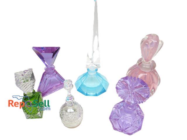 Lot 31-1510 - (5) Glass Bottles - Empty, None are Signed and (1) Etched Glass Bell