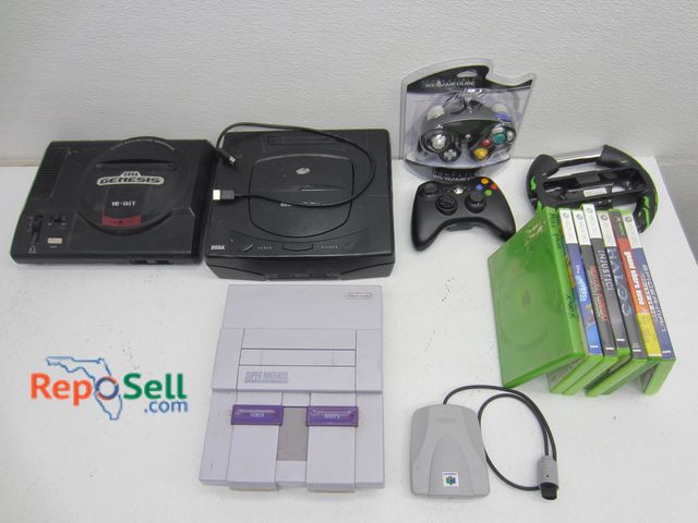 Lot 31-5222 - Vintage Video Game/Console Lot: Sega Genesis And Saturn, Super Nintendo, Xbox Games, Controllers etc