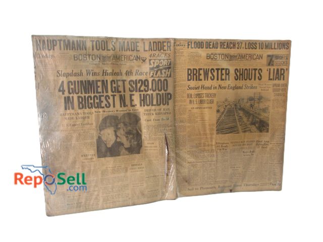 Lot 31-1050 - (2) Vintage Newspapers; Boston American 1935; New England Bank Heist and Brewster Shouts Liar