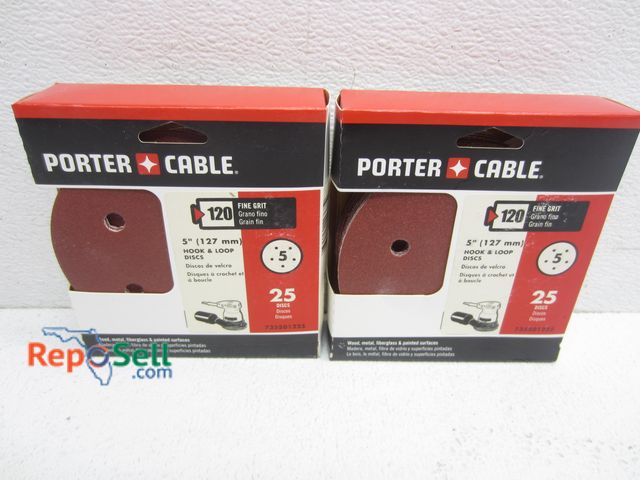 Lot 31-8293 - (50) Porter Cable 5" 120 Fine Grit Hook &amp; Loop Discs