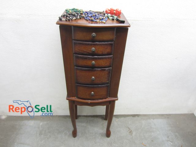 Lot 31-3394 - Jewelry Armoire filled with Necklaces, Earrings, Bracelets, etc. - 35"H x 12 x 8.5