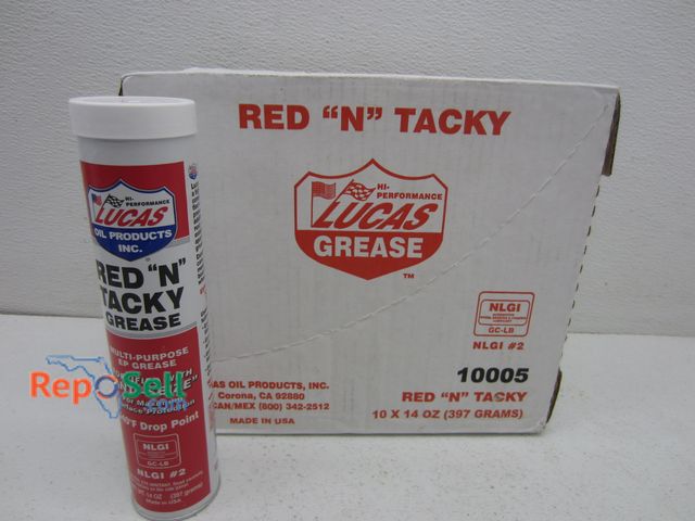 Lot 31-6060 - Case of Lucas Red N Tacky Grease #10005 (10 total tubes, 14oz each)