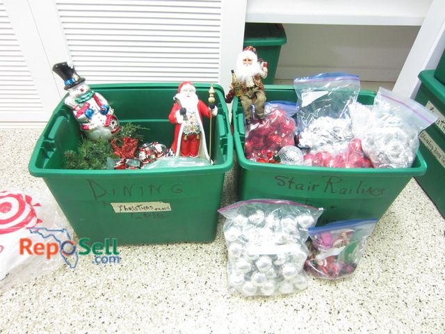Lot 31-1428 - (2) Totes Of Christmas Decor: Figures, Candle Holders, Ornaments etc