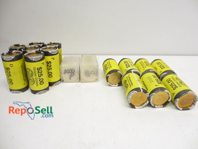 Lot 31-3008 - (16) Rolls Uncirculated Golden Dollars 2000-2007 P&amp;D