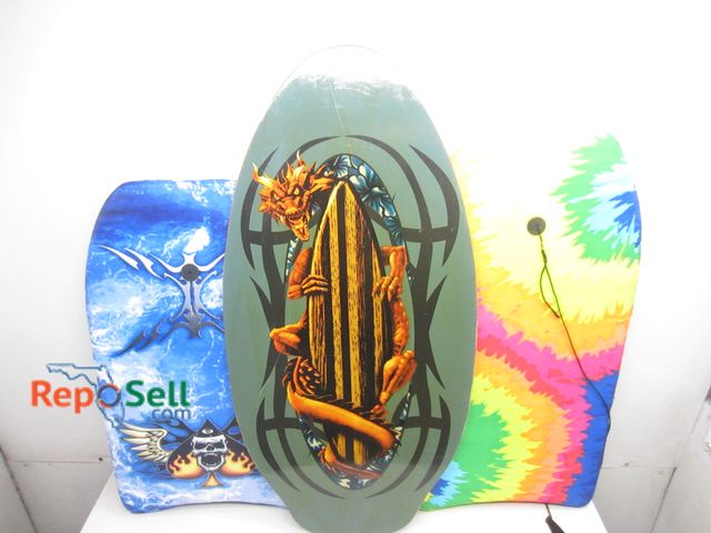 Lot 31-6271 - Skim board and two bodyboards.
