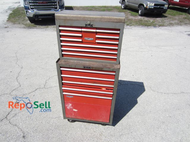 Lot 31-9058 - Craftsman 2 Tier Steel Rolling Tool Chest/box, Includes Tools