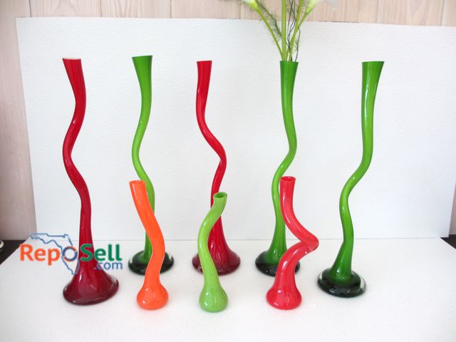 Lot 31-1456 - (8) Hand Blown Glass Vases, Tallest Is 20"