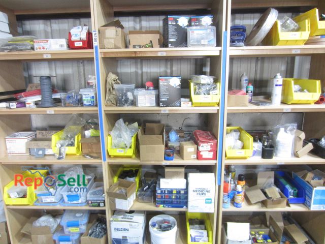 Lot 31-8027 - Contents of Vertical Shelves (Labeled D): Hardware, 3M Respirator Masks, etc.