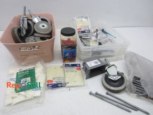 Lot 31-4226 - Hardware Accessories: 6" Screws, Wing Twists, Wall Plates, Mounting Bases, etc.