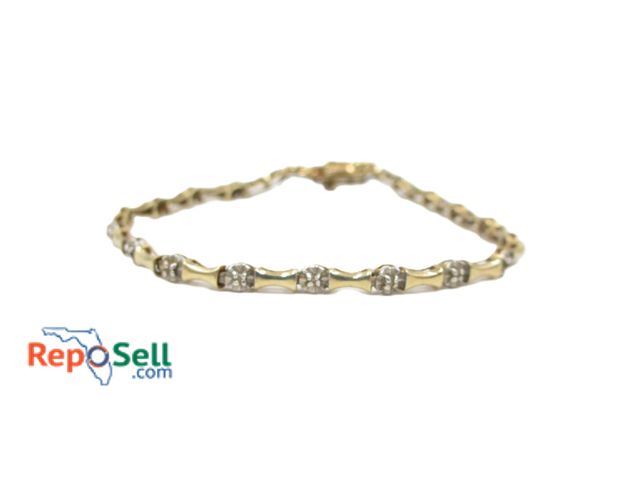 Lot 31-1026 - 10K Yellow Gold 7" Diamond Accent Bracelet - 5.67g total