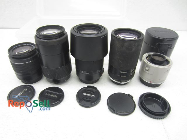 Lot 31-9462 - (5) Camera Lenses: Canon, Minolta, Tamron, etc.
