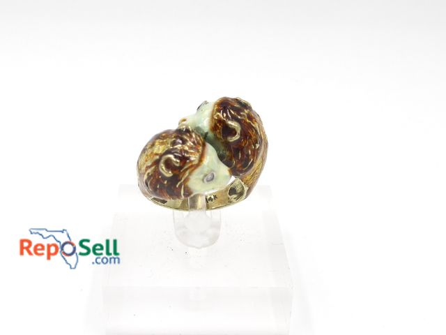 Lot 31-5003 - 14K Yellow Gold Diamond Eye Ermine Ring Size 6 - 14.9g total